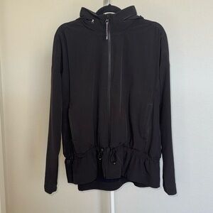 Spanx size L Black Hooded Jacket light weight peplum